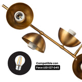 Vista interna de la lampara Nova Gold mostrando la compatibilidad con focos LED G9.