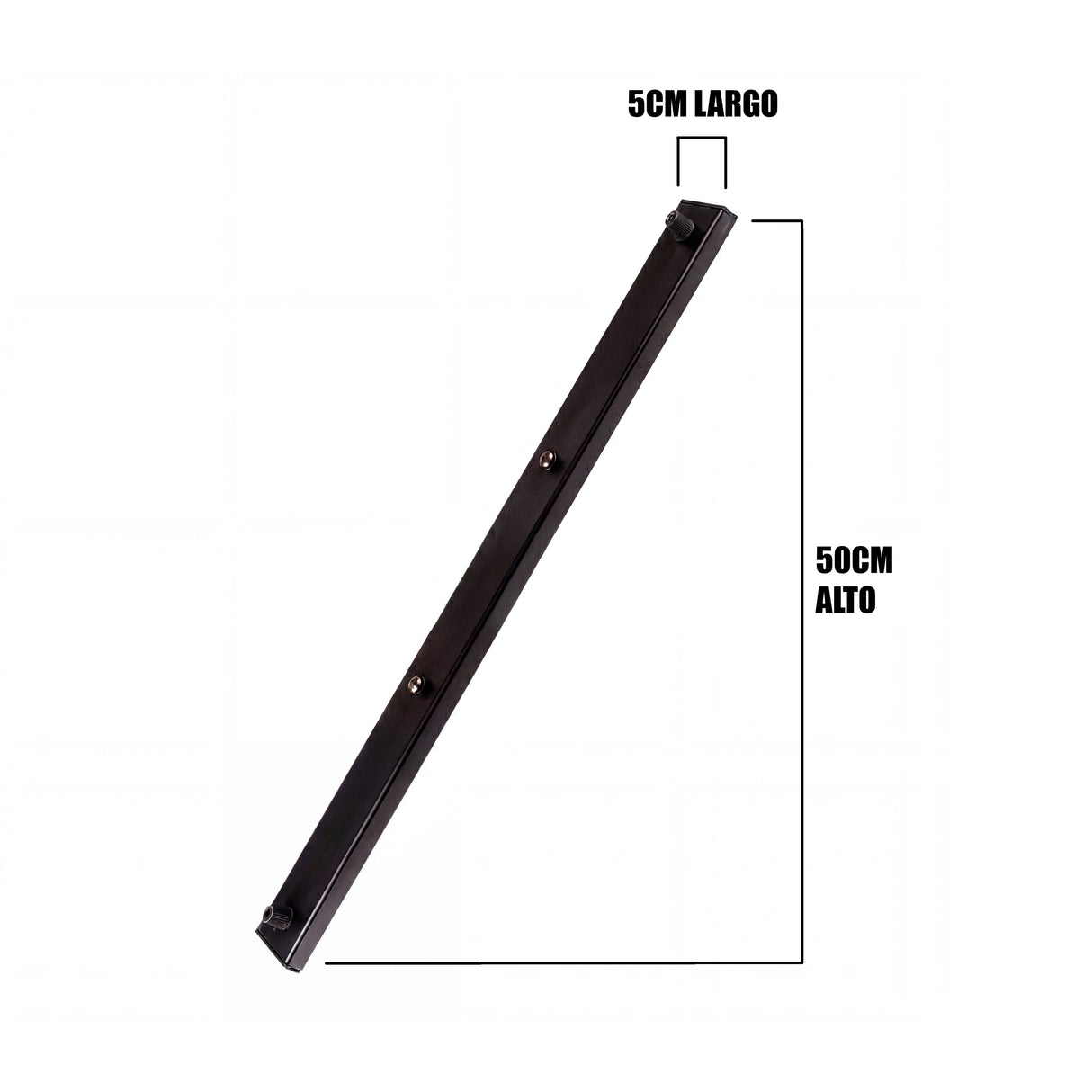 Infografía técnica: 50cm de largo y 5cm de ancho para diseño de iluminación lineal.