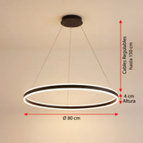 Diagrama de medidas y altura regulable de lampara colgante circular LED i-Lumina.