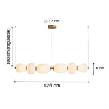Dimensiones tecnicas de lampara colgante pebble line con 126cm de largo y cables regulables
