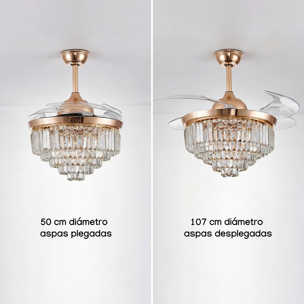 comparativa visual de diametro de ventilador con aspas abiertas y cerradas