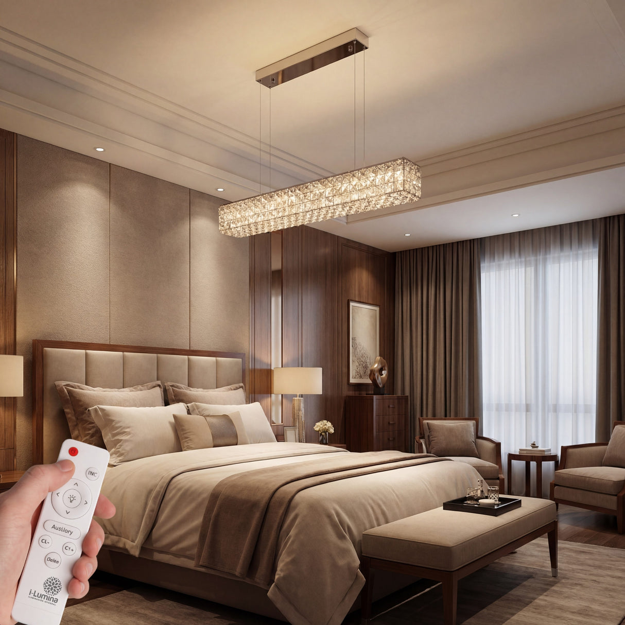 Instalación de luminaria lineal en proyecto contract para hotelería de alto standing.