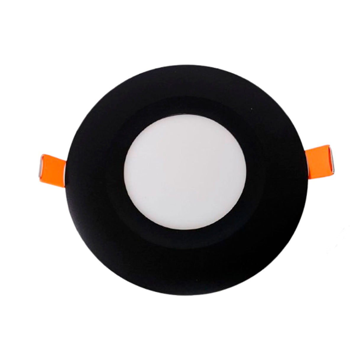 Luminaria spot LED redonda acabado negro mate con difusor opalino antideslumbrante.
