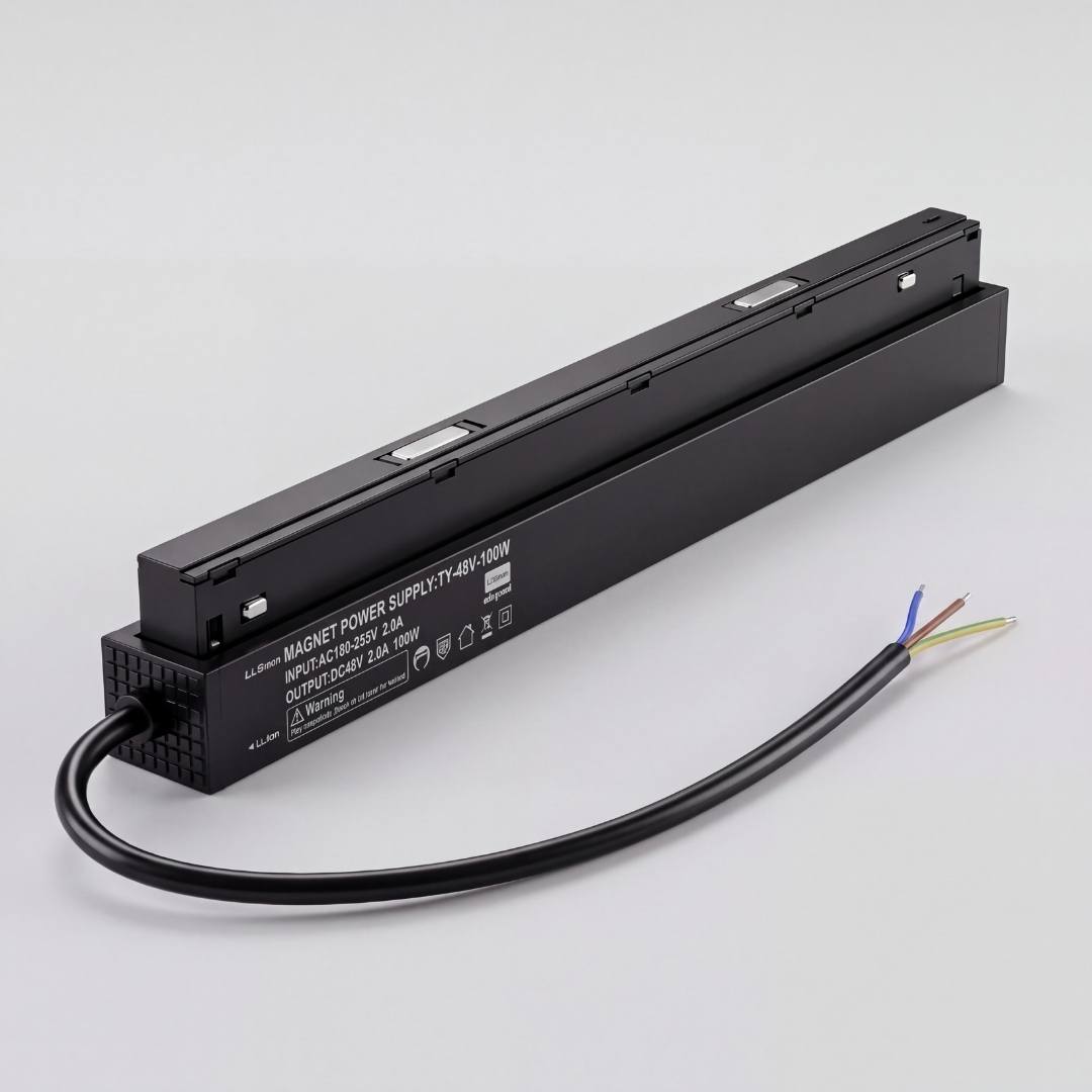 Driver smart 48V de 100W para riel magnético en acabado negro mate