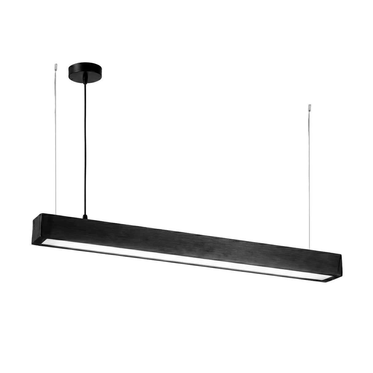 Vista angular exenta destacando el difusor opalino continuo para una dispersión homogénea de luz.