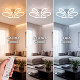 Demostración de temperatura de color de flujo luminoso regulable mediante control a distancia.