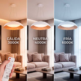 Eficiencia lumínica con selección de temperatura de color regulable a distancia para estancias de interiorismo moderno.
