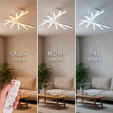 Demostración de temperatura de color de flujo luminoso regulable mediante control a distancia.