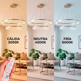 Demostración de temperatura de color de flujo luminoso regulable mediante control a distancia.