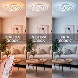 Demostración de temperatura de color de flujo luminoso regulable mediante control a distancia.