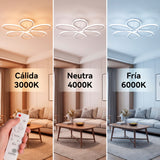 Demostración de temperatura de color de flujo luminoso regulable mediante control a distancia.