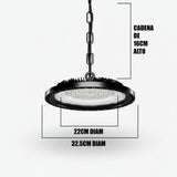 Dimensiones técnicas: 32.5cm de diámetro y cadena de suspensión de 15cm de alto.