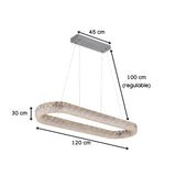 Infografía técnica con medidas de largo, ancho y altura ajustable para proyectos de interiorismo.