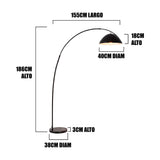 Infografía con cotas mostrando una altura de 186cm y proyección horizontal de 155cm para planos constructivos.