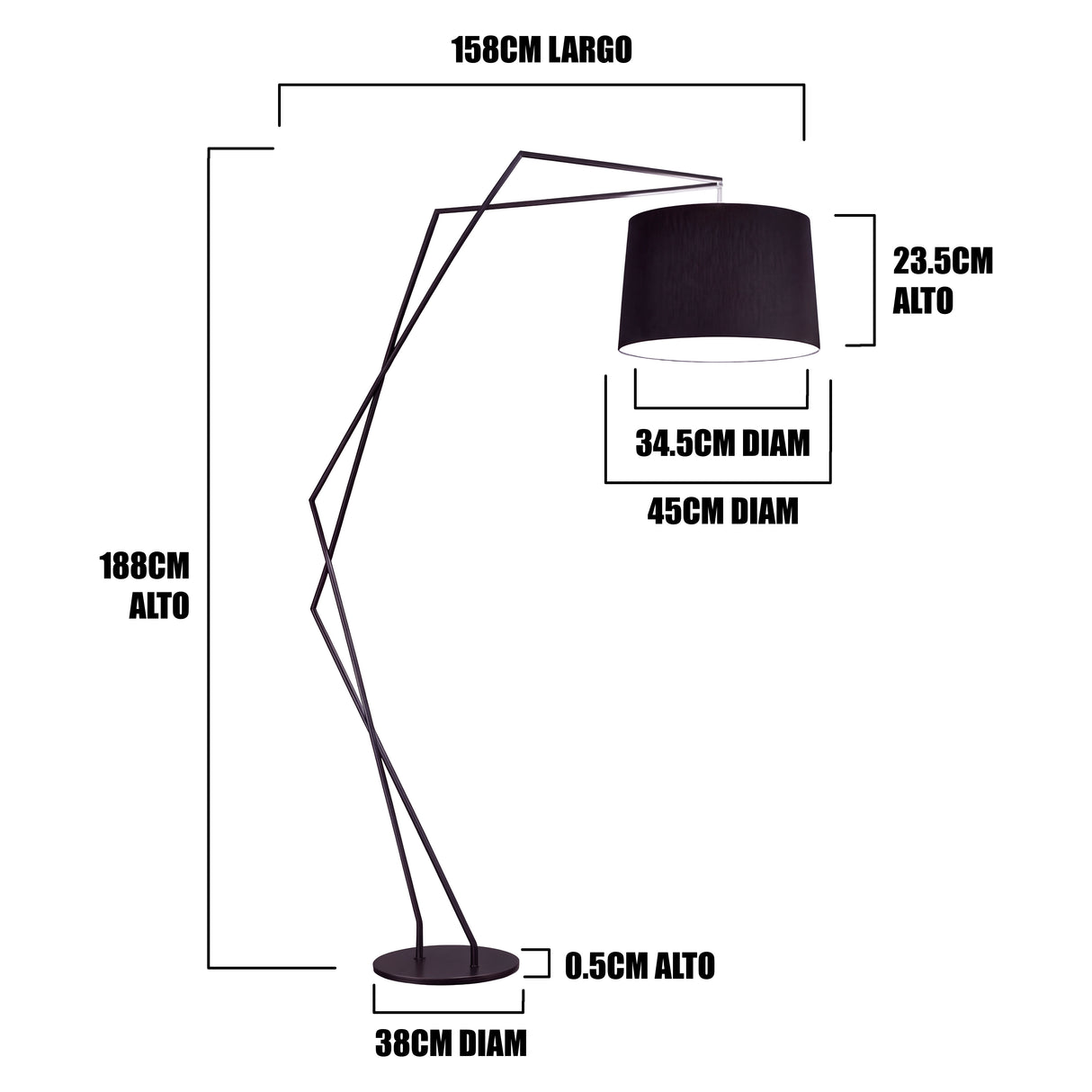 Infografía con cotas mostrando una altura de 183cm y longitud horizontal de 150cm para planos constructivos.