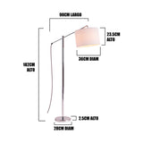 Infografía con cotas mostrando una altura de 183cm y longitud horizontal de 96cm para planos de diseño.