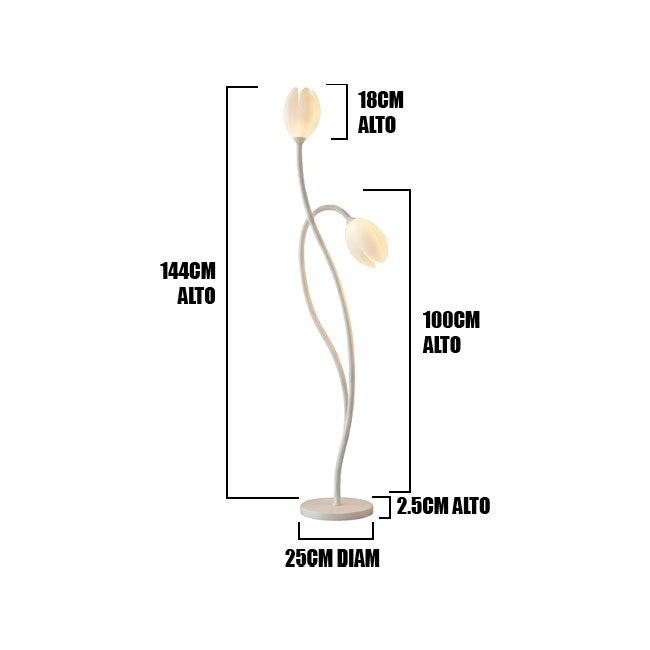 Infografía con cotas y dimensiones técnicas de la estructura metálica con doble foco orientable.