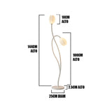 Infografía con cotas y dimensiones técnicas de la estructura metálica con doble foco orientable.
