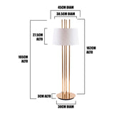 Infografía con cotas mostrando una altura total de 165cm y diámetro de base de 30cm para planos constructivos.