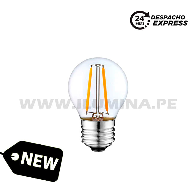 FOCO LED FILAMENTO G45 2W E27 TRANSPARENTE ILUMINA