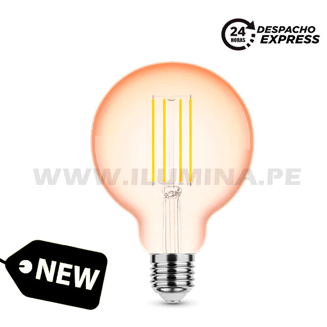 FOCO LED G95 FILAMENTO ÁMBAR 4W 2700K LUZ CÁLIDA ILUMINA