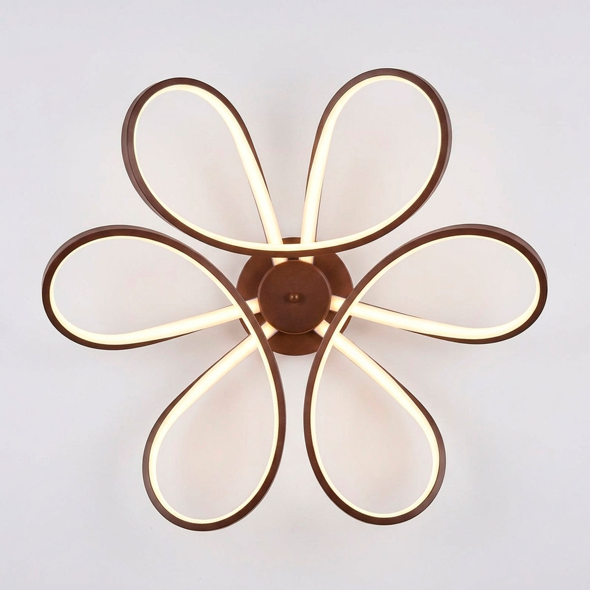 Estructura concéntrica de sobreponer en acabado café mate para iluminación técnica decorativa.