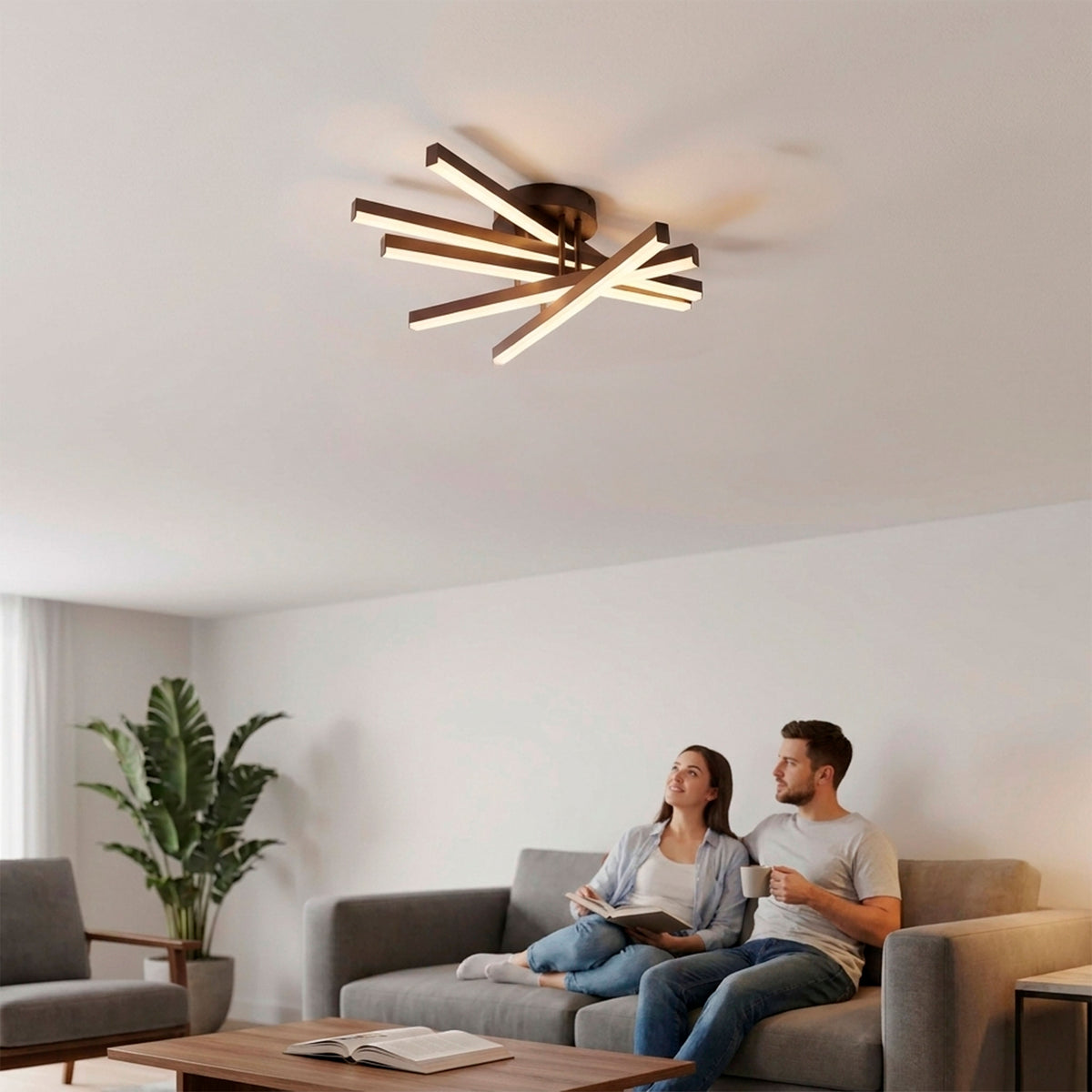 Distribución de luz cálida de sobreponer para proyectos de interiorismo en zonas de convivencia.