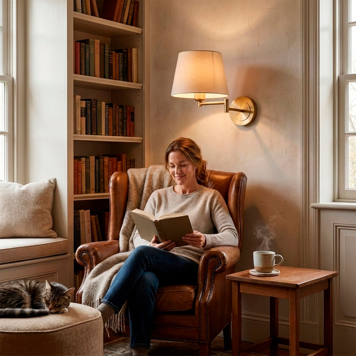 Luz direccional directa sobre área de lectura que favorece el rendimiento óptico sin deslumbramiento.
