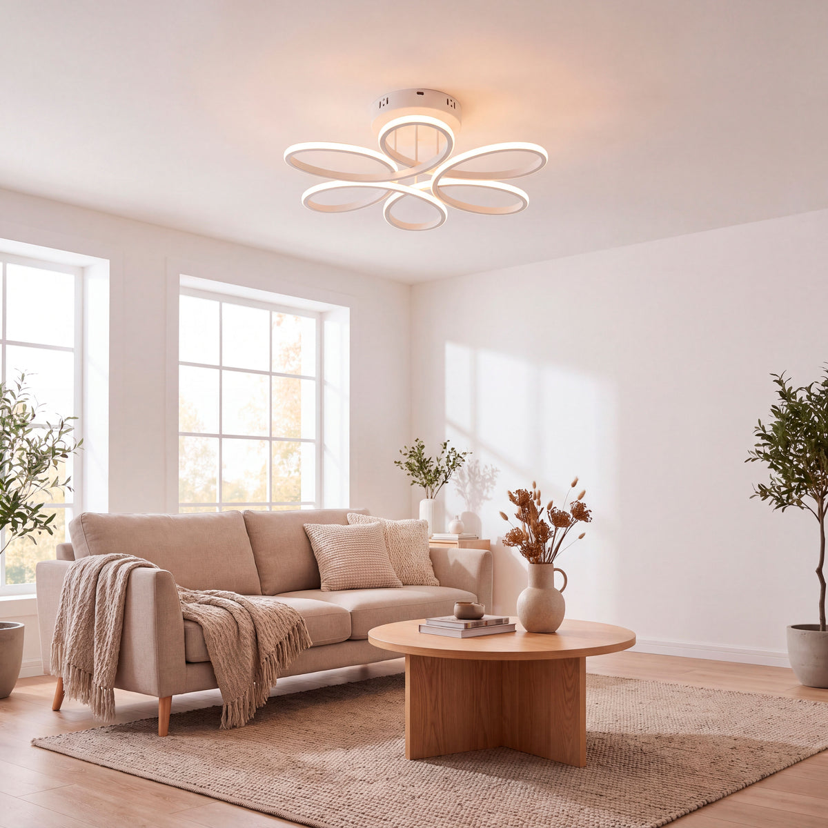 Distribución de luz cálida de sobreponer para proyectos de interiorismo en zonas de convivencia.