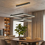 Luminaria de perfiles rectos para comedor con acabados de concreto expuesto