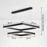 Ficha de dimensiones de lámpara cuadrada: 40cm y 60cm de ancho