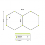 LÁMPARA HEXAGONAL LED ADOSABLE A TECHO/PARED TIPO PANAL "I" - KIT COMPLETO 02 HEXAGONALES LUZ BLANCA 60CM