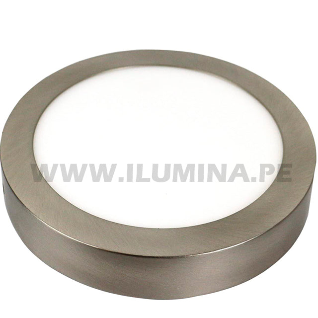 PANEL LED PLATEADO CIRCULAR 12W ADOSABLE SIMPLE LUZ BLANCA 6500K