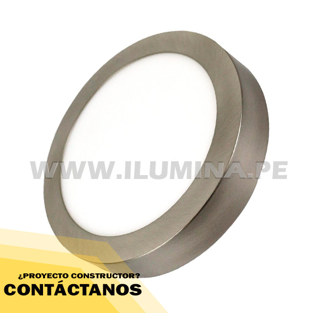 PANEL LED PLATEADO CIRCULAR 18W ADOSABLE SIMPLE LUZ BLANCA 6500K