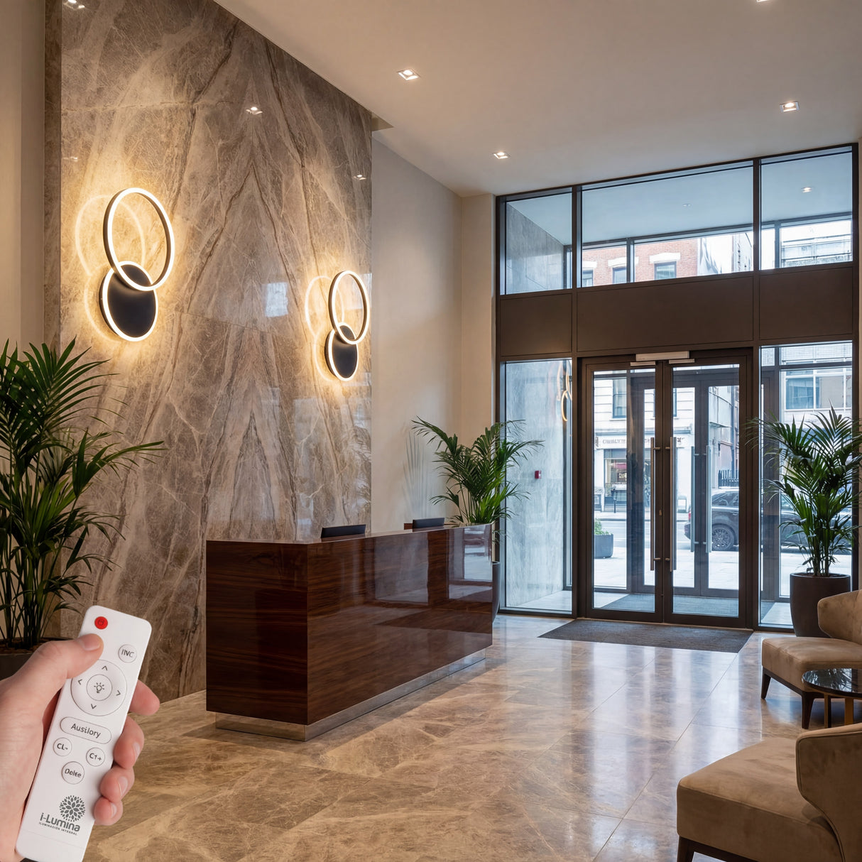 Apliques de pared LED para recepciones de hoteles y edificios comerciales.