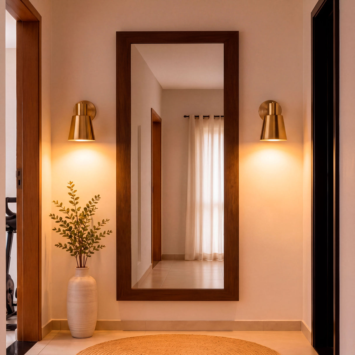 Haz luminoso puntual orientado hacia zona de entrada residencial favoreciendo el confort.