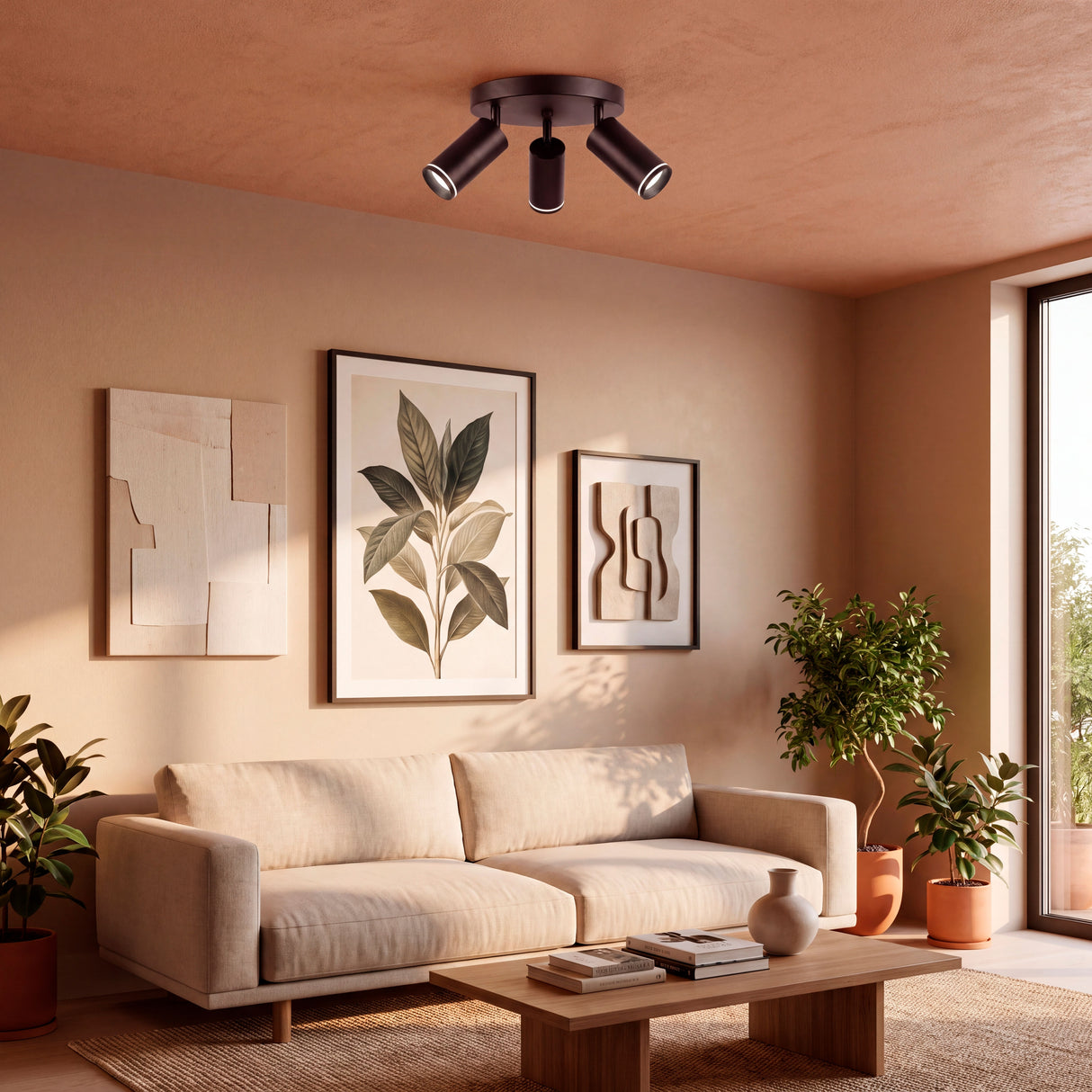 Distribución cenital de luz para espacios amplios de arquitectura contemporánea con acabados neutros.