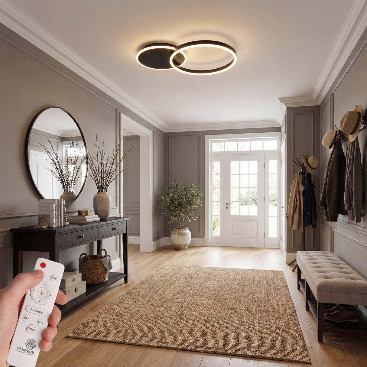 Iluminación LED moderna para recibidores y entradas de departamentos.