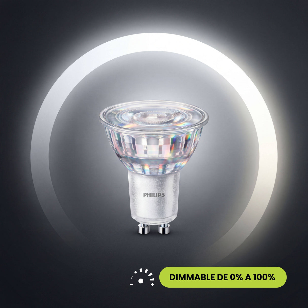 Luminaria puntual LED que proyecta un haz de luz uniforme con alto confort visual y diseño minimalista.