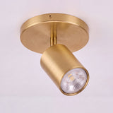Spot técnico orientable con acabado metálico dorado para proyectos de arquitectura contemporánea.