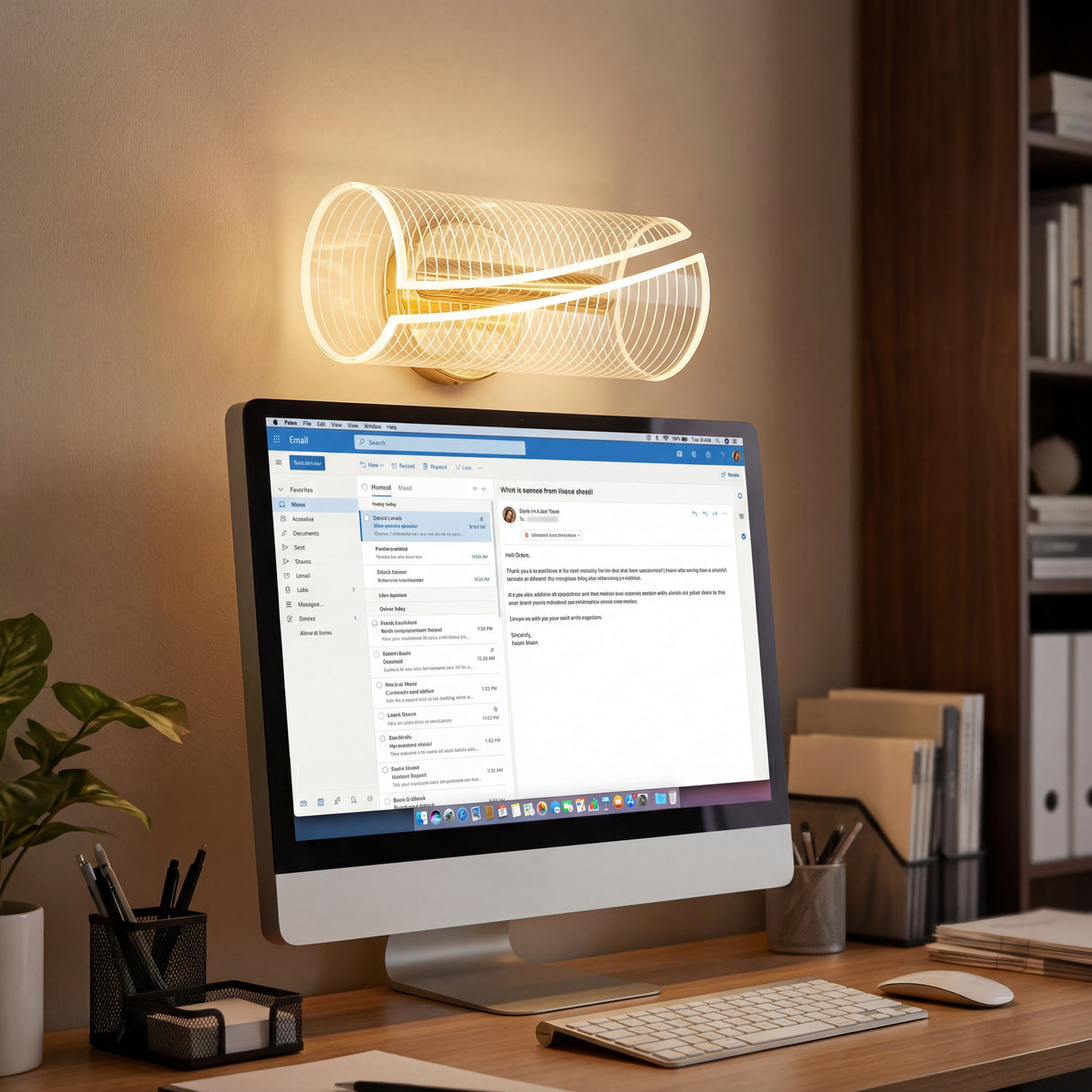 Aplique de pared horizontal para iluminacion de zona de trabajo o escritorio.