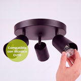 Proceso técnico de colocación de lámpara dicroica GU10 en foco orientable de sobreponer en techo.