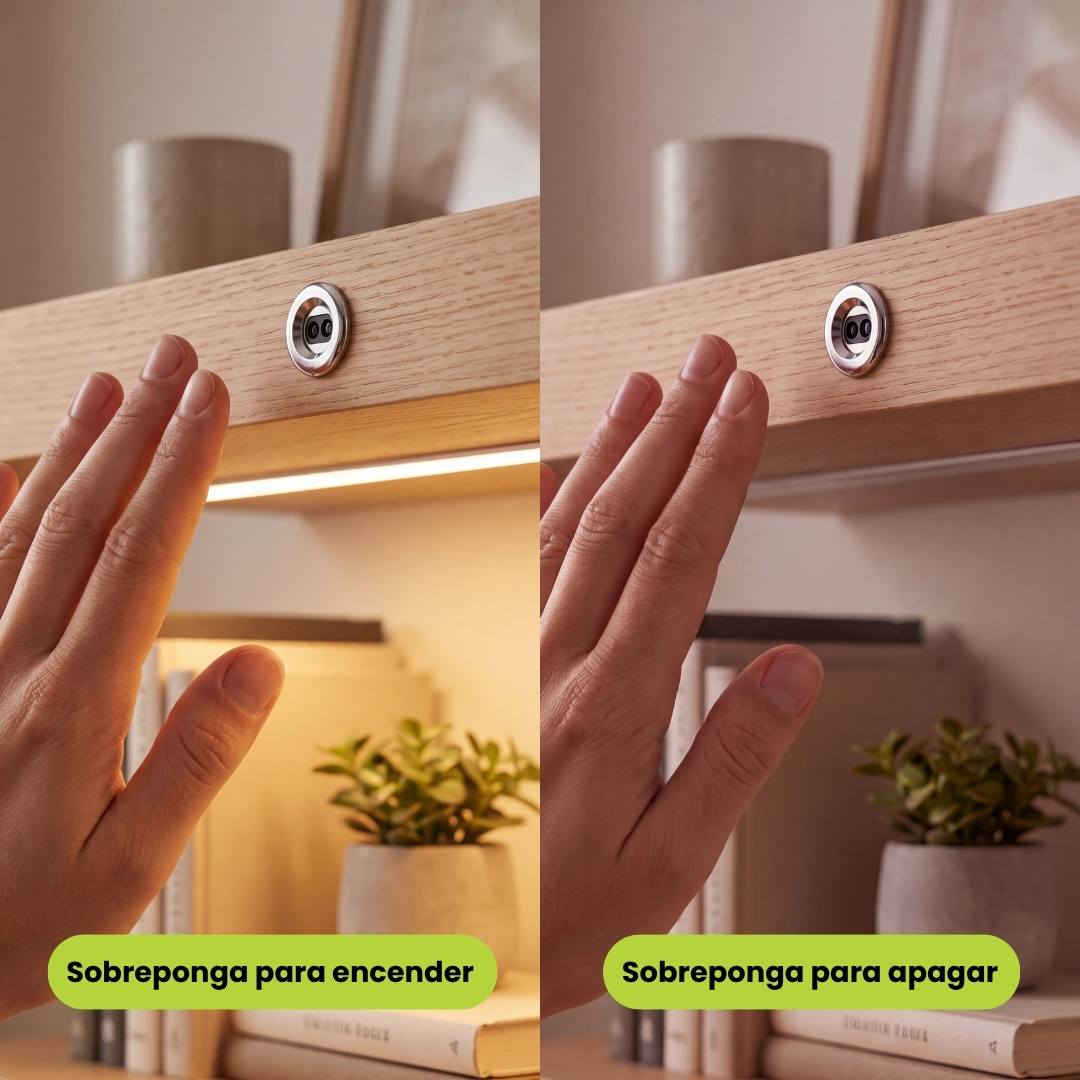 Gestos de paso de mano encendiendo y apagando la cinta LED sin contacto