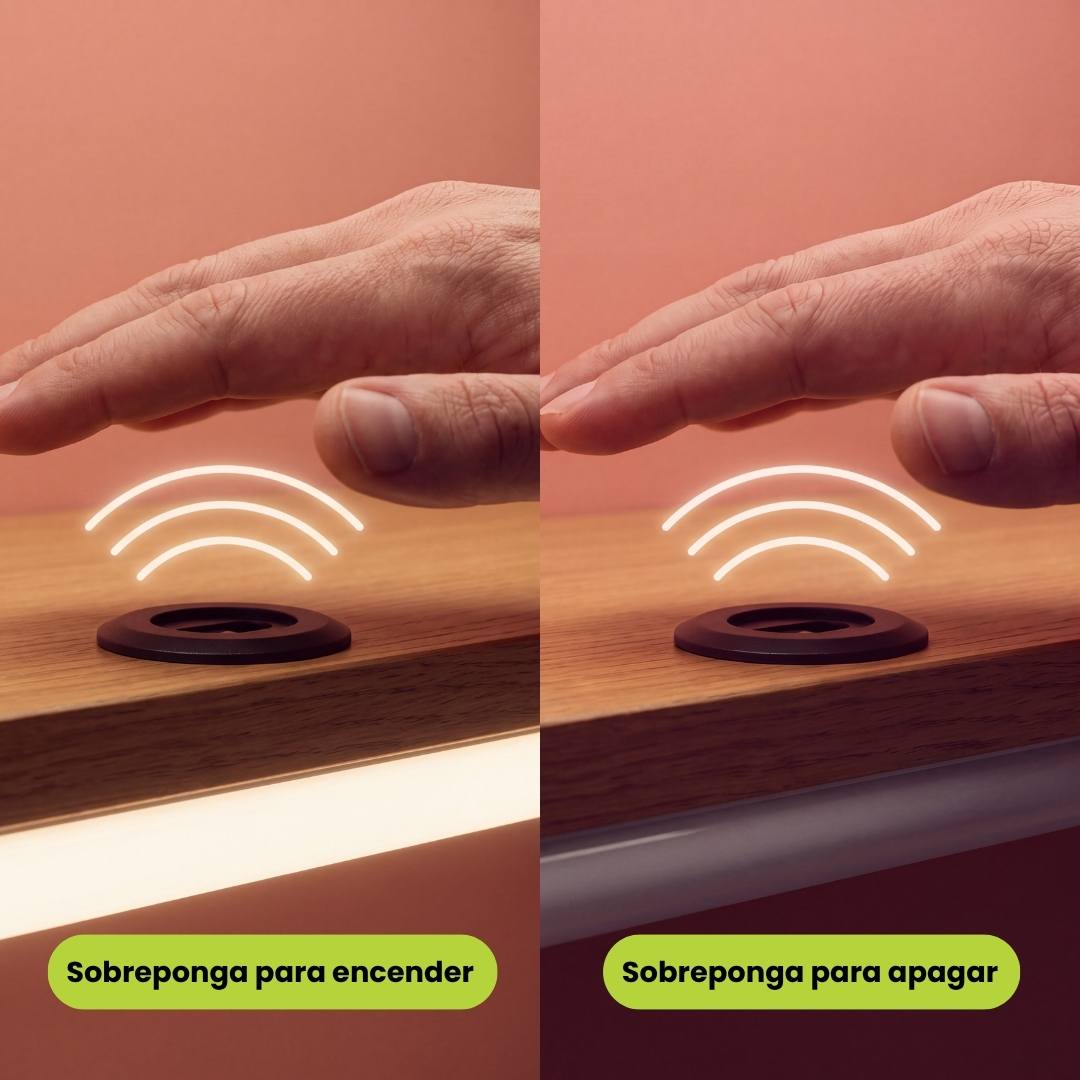 Paso de mano encendiendo y apagando cinta LED con interruptor sin contacto