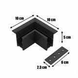 Dimensiones del esquinero 90°: 10 × 10 cm y 5 cm de alto; placa de 6 × 2.3 cm