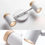 Barra de 2 spots blancos con madera, socket GU10, focos no incluidos