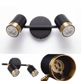 Barra de 2 spots negro y dorado, socket GU10, focos no incluidos