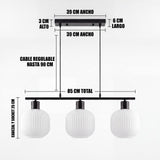 Dimensiones de la lámpara colgante ASTRID: 85 cm de ancho y suspensión regulable