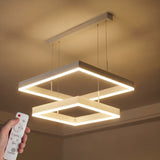 Lámpara de techo de 2 cuadrados LED blancos con control remoto para sala moderna
