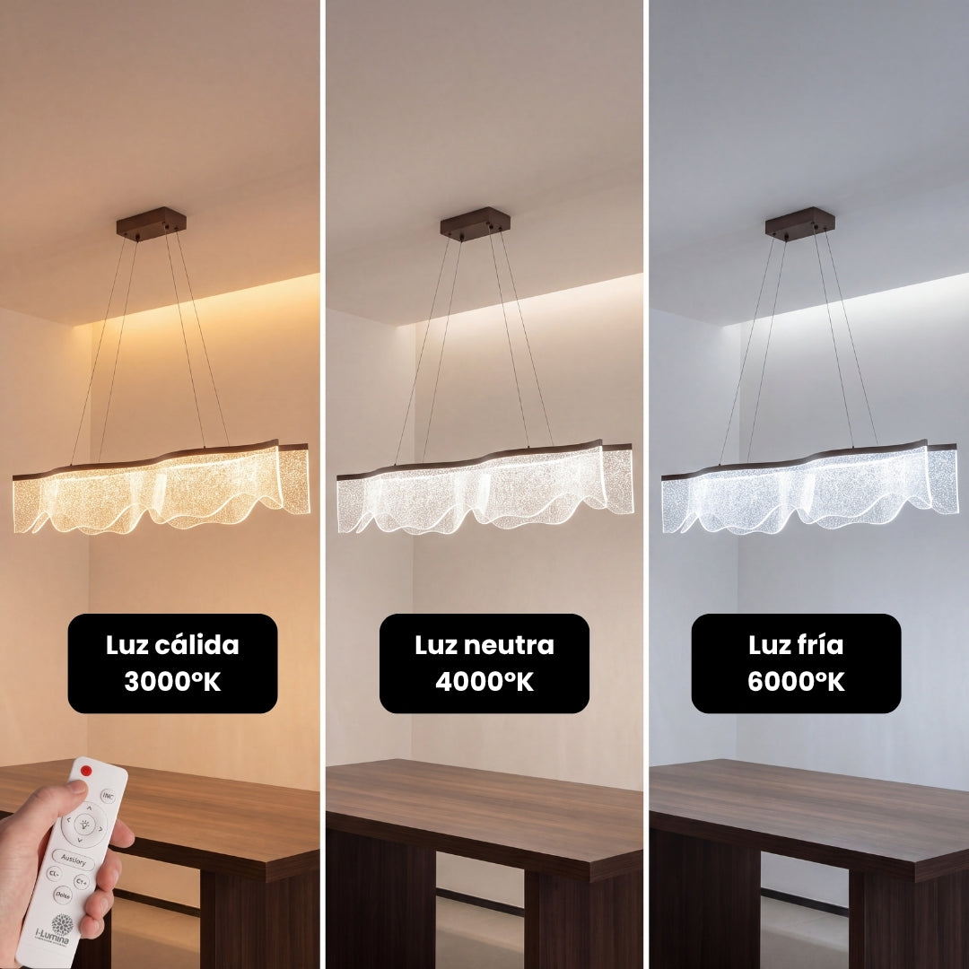Tres tonalidades de luz de la lámpara colgante: cálida, neutra y fría